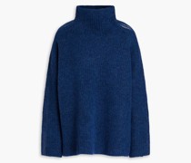 Melierter Rollkragenpullover aus Rippstrick