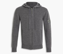 Melierter Hoodie aus Kaschmir mit Applikationen
