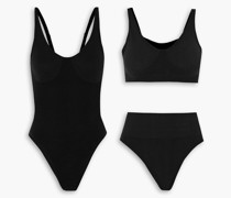 The Solutions Kit Set aus Body, Bustier und String aus Jersey aus gerippter Stretch-Biobaumwolle