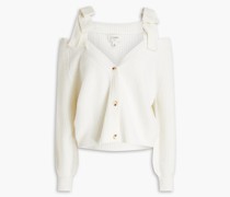 Cardigan aus gerippter Merinowolle mit Cut-outs M