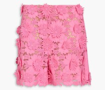 Shorts aus Guipure-Spitze aus Baumwolle mit floralen Applikationen