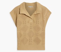 Pullover aus Baumwolle inPointelle-Strick mit Polokragen M