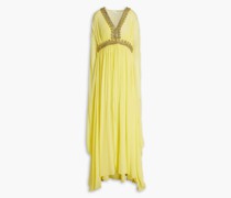 Robe aus Seidenchiffon mit Raffung und Verzierung