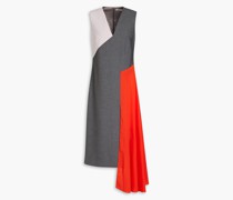 Asymmetrisches Midikleid aus Crêpe inColour-Block-Optik mit Twill-Einsatz