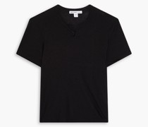 T-Shirt aus einer Baumwoll-Leinenmischung mit Henley-Kragen