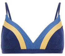 Triangel-Bikini-Oberteil aus glänzendem Jersey inColour-Block-Optik