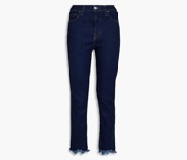 Hoch sitzende Jeans mit geradem Bein und Fransen 24