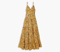 Narciso gestuftes Maxikleid aus Leinen mit Print