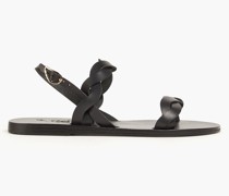 Plexi Slingback-Sandalen aus Leder mit Flechtdetails