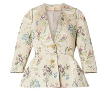 Jacke aus floralem Jacquard aus einer Baumwoll-Seidenmischung