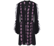 Cloudburst pussy-bow floral-appliquéd chiffon mini dress