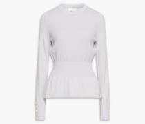 Gerippter Pullover aus einer Baumwollmischung mit Raffung