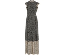 Robe aus Georgette mit floralem Print und Rüschen
