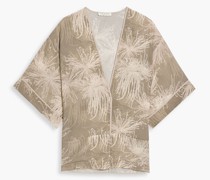 Kimono aus Crêpe de Chine aus Seide mit Print/S