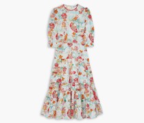 Kristen gestuftes Maxikleid aus Baumwoll-Voile mit Print
