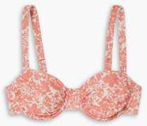 Holiday gerafftes Bikini-Oberteil mit Bügel und floralem Print