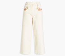 Hana hoch sitzende Cropped Jeans mit weitem Bein und Stickereien