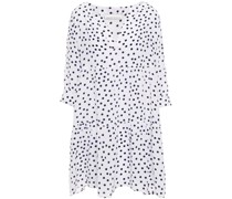 Gerafftes Strandkleid aus Crêpe de Chine aus Seide mit Polka-Dots
