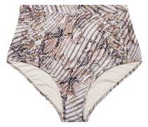 Awakening hoch sitzendes Bikini-Höschen mit Schlangenprint, Mesh-Besatz und Schnürung