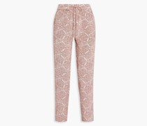 Katenhose aus Crêpe de Chine aus Seide mit Print