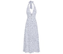Santa Margherita Neckholder-Maxikleid aus Crêpe de Chine aus Seide mit Polka-Dots L
