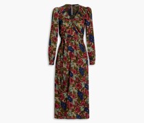 Viva Midikleid aus Crêpe de Chine mit floralem Print und Gürtel