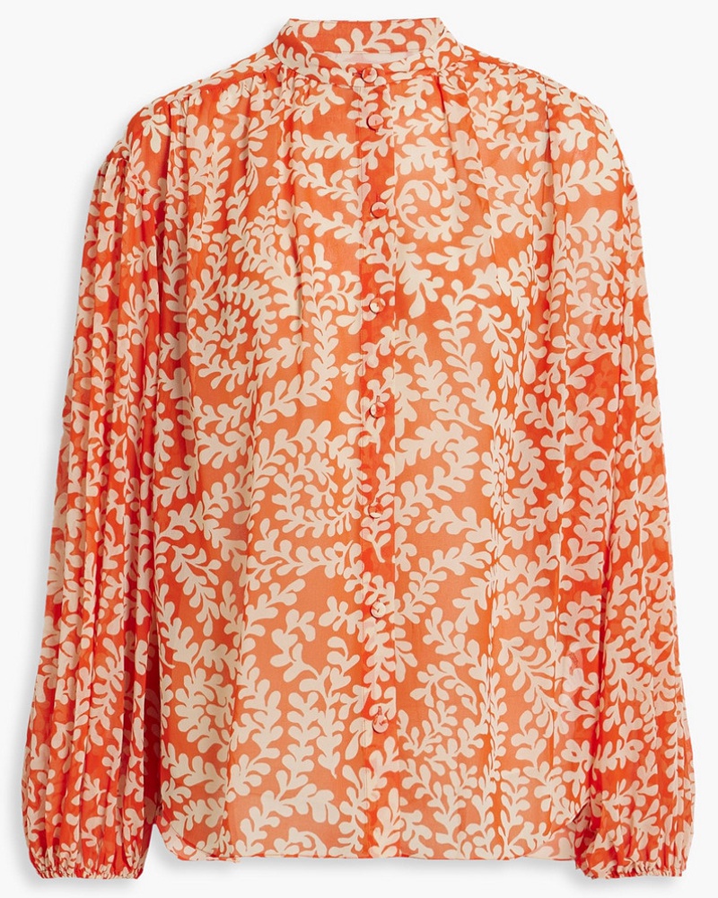 Diane von Furstenberg Damen Bristol bedruckte Bluse aus Chiffon mit Raffung