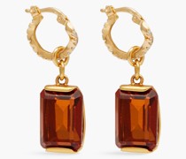 Vergoldete Ohrringe mit Quarz und Siamite