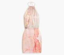Anahita Neckholder-Minikleid aus Satin aus Stretch-Seide mit Print