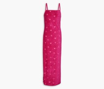 Vigdis Maxikleid aus Frottee mit ausbrennmuster und Jersey-Besatz S