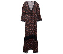 Kiono aus Krepon it Häkelspitzenbesatz und florale Print