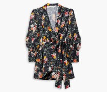 Mini-Wickelkleid aus Leinen mit floralem Print 00