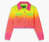 Neonfarbene Cropped Jeansjacke mit Farbverlauf