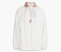Postcard Lantern Bluse aus Ramie-Voile mit floralen Applikationen