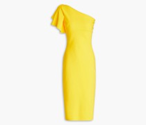 Arminta Kleid aus Scuba mit asymmetrischer Schulterpartie und Rüschen