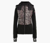 Gesteppte Skijacke mit Print und Kapuze