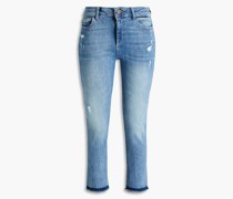 Hoch sitzende Cropped Jeans mit geradem Bein inDistressed-Optik