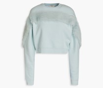 Sweatshirt aus Baumwollfleece mit Shearling-Besatz S
