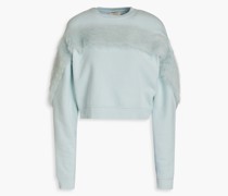 Sweatshirt aus Baumwollfleece mit Shearling-Besatz