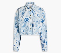 River Jaguar Cropped Jacke aus Baumwoll-Twill mit Print S