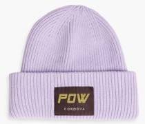 Beanie aus gerippter Merinowolle mit Applikationen