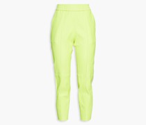 Cropped Karottenhose aus neonfarbenem Leder