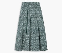 Laura Ashley Brie gestufter Midirock aus Baumwollpopeline mit Print