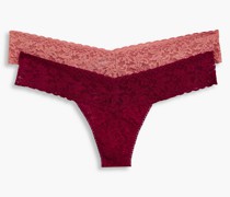 Set aus zwei Strings aus elastischer Spitze mit niedriger Taille