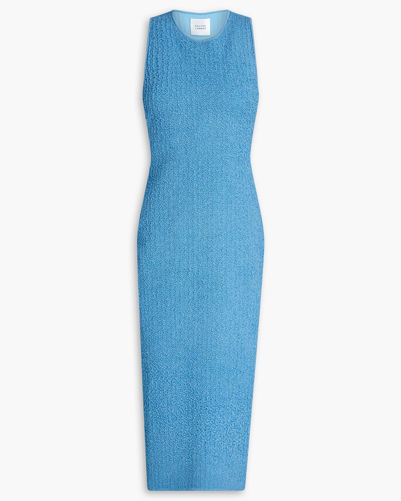 GALVAN Damen Selene strukturiertes Strick-Midikleid mit Metallic-Effekt L