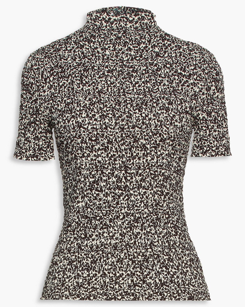 Proenza Schouler Damen Rollkragenoberteil aus Webstoff mit Print und Raffung JV11043 Proenza Schouler Damen Rollkragenoberteil aus Webstoff mit Print und Raffung JV11043