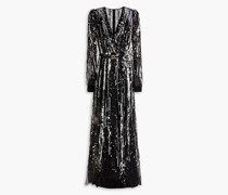 Verzierte Robe aus Tüll mit Wickeleffekt