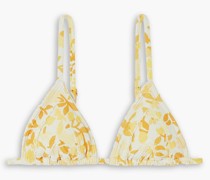 Triangel-Bikini-Oberteil mit floralem Print und Häkelbesatz S