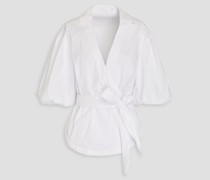 Bluse aus Popeline aus einer Baumwollmischung mit Wickeleffekt und Gürtel