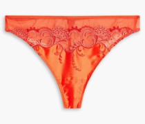 Splendeur Soie tief sitzender String aus Satin und Tüll aus einer Seidenmischung mit Stickereien 0